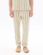 Pantalon relax imprimé rayé 100% coton - blanc