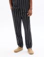 Pantalon relax imprimé rayé 100% coton - noir