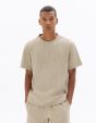 T-shirt boxy col rond côtelé 100% coton - beige