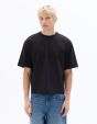 T-shirt boxy cropped col rond 100% coton - noir