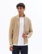Pull zippé effet gaufré - beige
