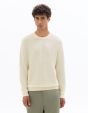 Pull col rond 100% coton motif chevron - blanc