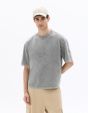 T-shirt boxy col rond 100% coton Tye and Dye - gris clair