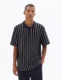 Polo regular 100% coton rayé et texturé - bleu