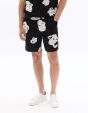 Bermuda 100% coton imprimé floral - noir