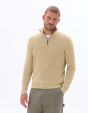 Pull col zippé effet gaufré - beige