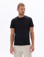 T-shirt regular col rond en jersey glacé - noir
