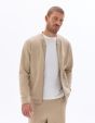 Veste teddy zippé en piqué - beige