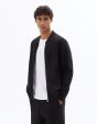 Veste teddy zippé en piqué - noir