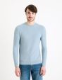 Pull col rond 100% coton - bleu