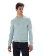 Pull col rond 100% coton piqué - bleu vert