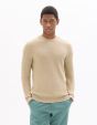 Pull col rond 100% coton - beige clair