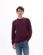 Pull col rond 100% coton piqué - bordeaux
