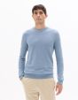 Pull col rond 100% coton - Bleu moyen