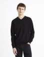 pull col rond 100% coton  - noir