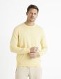 pull col rond 100% coton  - jaune