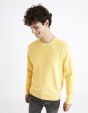 pull col rond 100% coton  - jaune