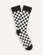Chaussettes hautes en coton mélangé damier - noir