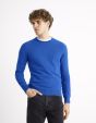 Pull col rond 100% coton - bleu