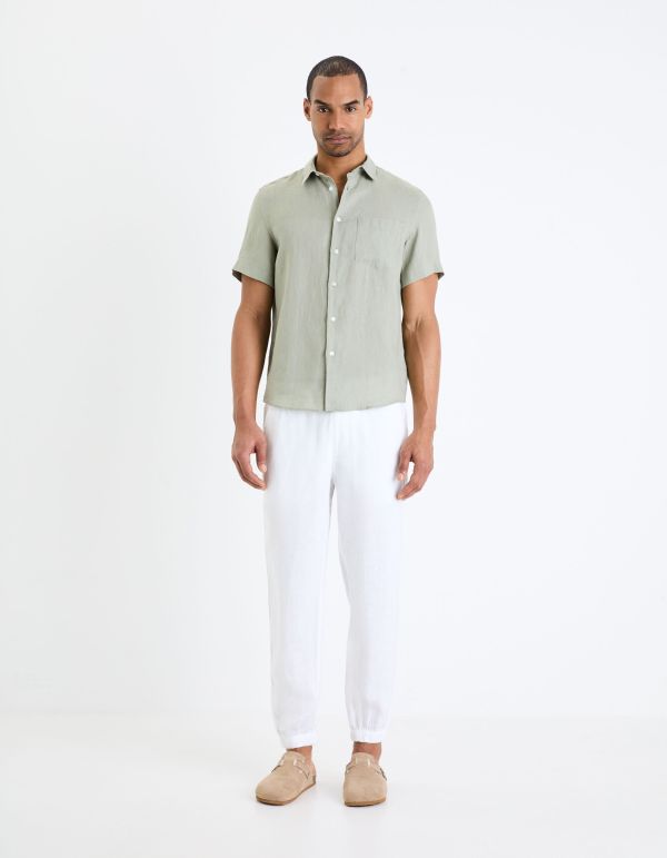 Pantalon jogger en lin - blanc