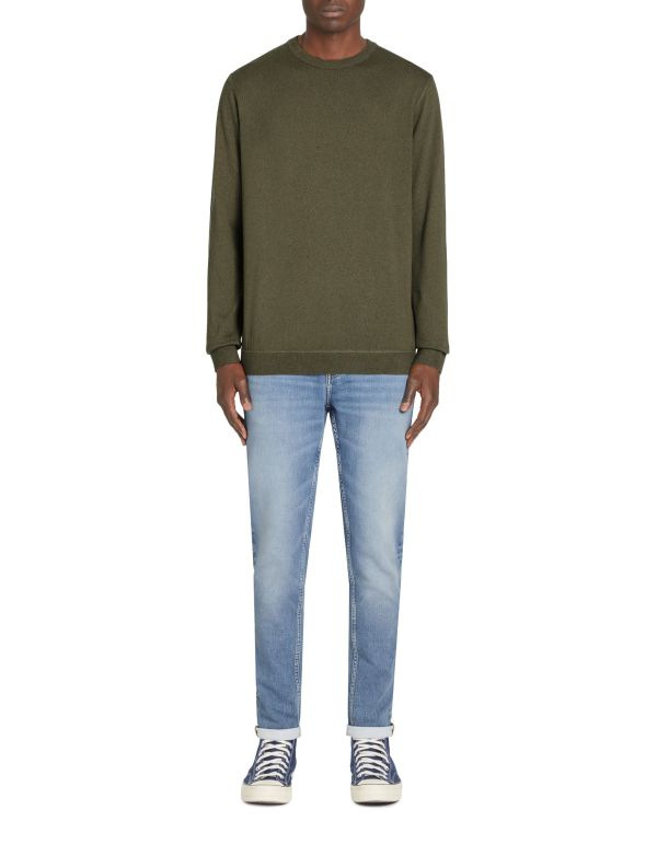 Sweat col rond 100% coton - kaki