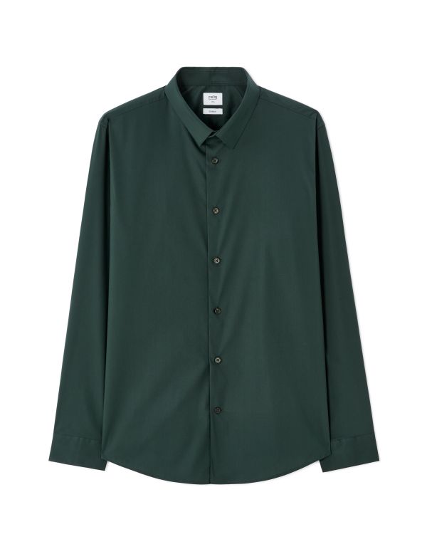 Chemise slim en coton stretch - vert