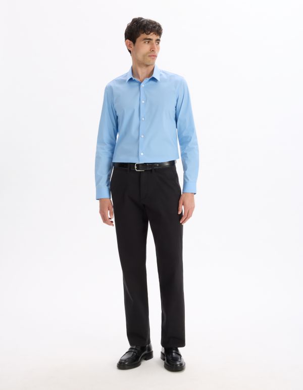 Chemise slim en coton stretch - bleu moyen