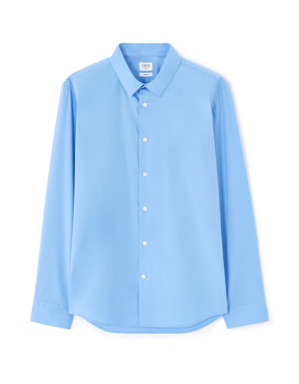 Chemise slim en coton stretch - bleu moyen