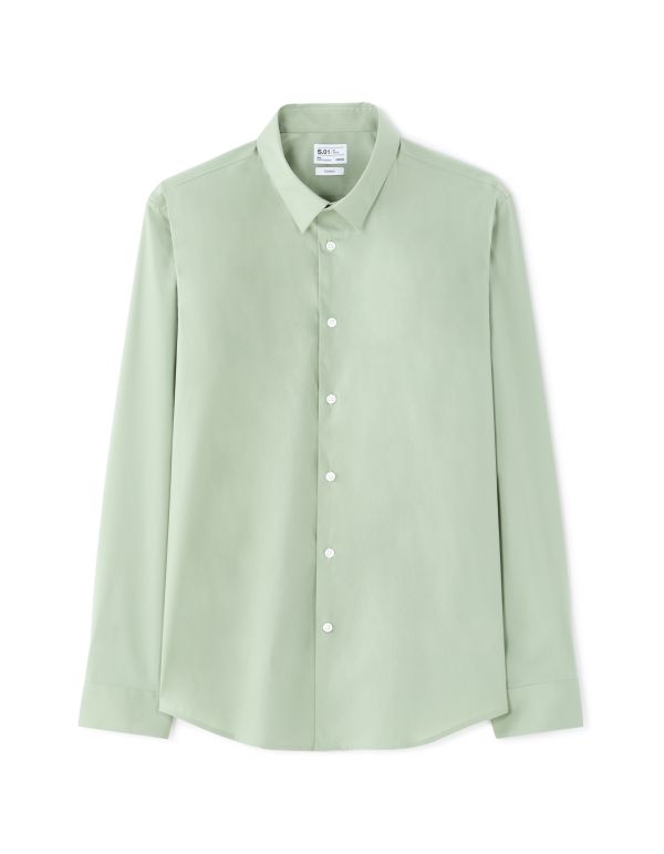 Chemise slim en coton stretch - sauge