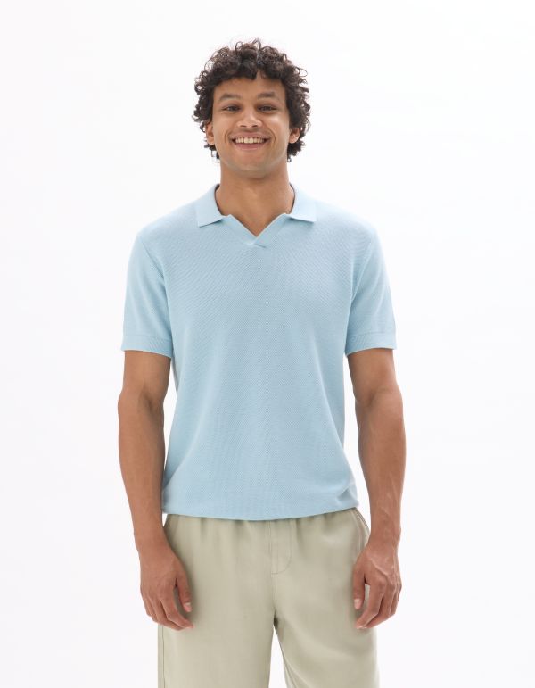 Polo piqué regular 100% Coton tricot - bleu clair