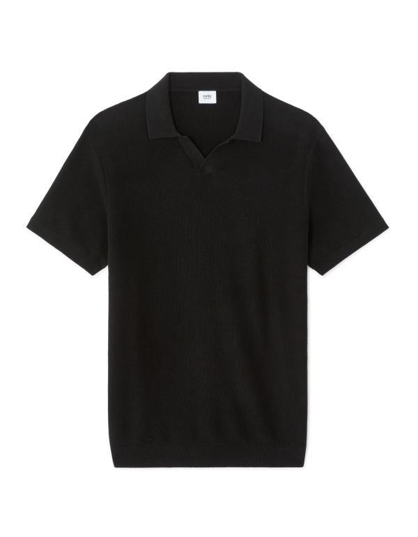 Polo piqué regular 100% Coton tricot - noir
