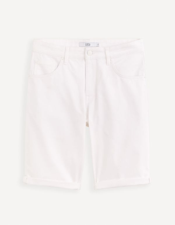 Short en coton effet maille - blanc