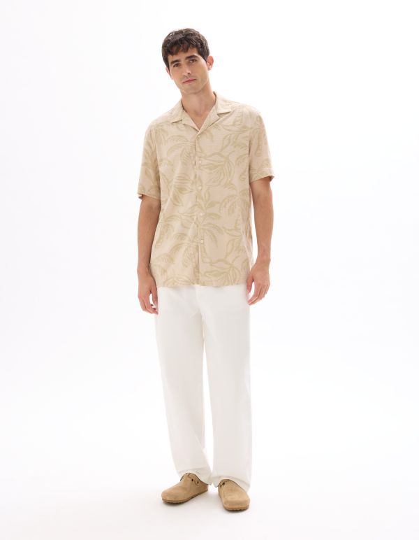 Chemisette regular imprimé palmier - beige