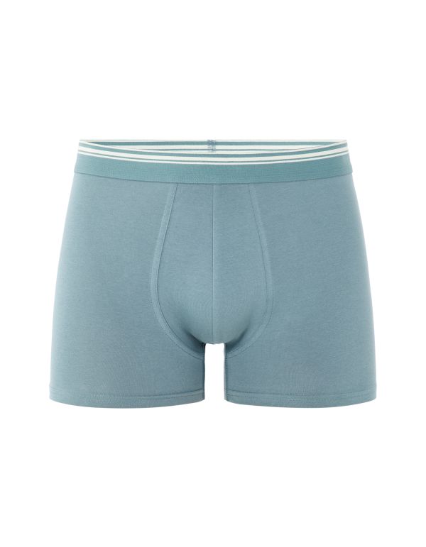 Boxer coton stretch ceinture contrastée - bleu