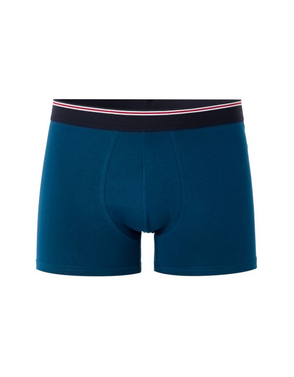 Boxer coton stretch ceinture contrastée - pétrole