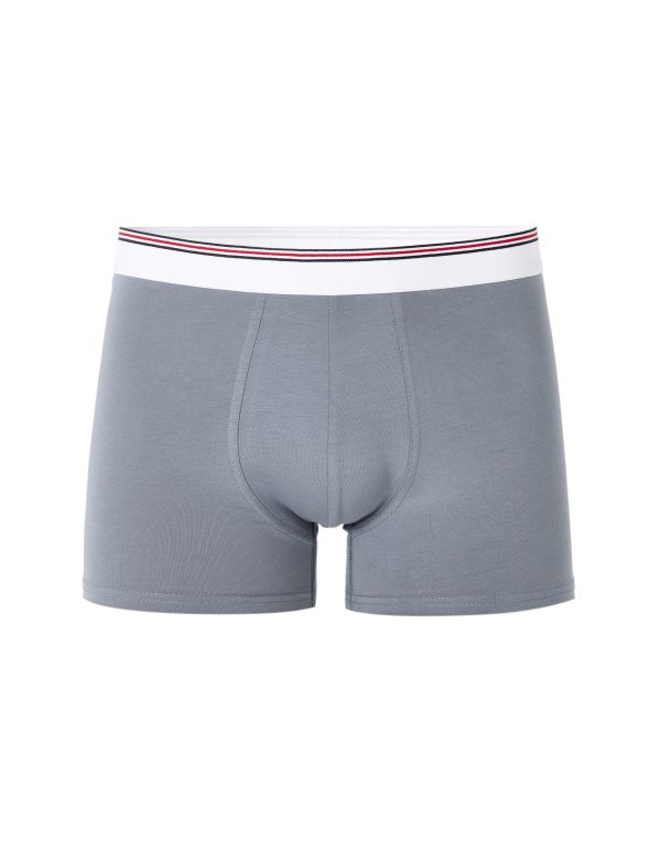 Boxer coton stretch ceinture contrastée - bleu denim