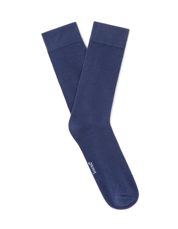 Chaussettes hautes en coton stretch - bleu gris