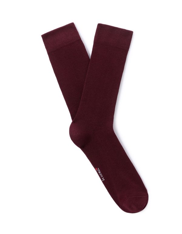 Chaussettes haute unies en coton stretch - prune