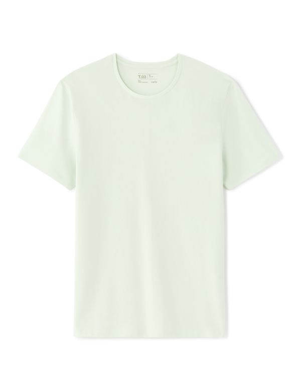T.03 T-shirt slim col rond en coton stretch - vert menthe