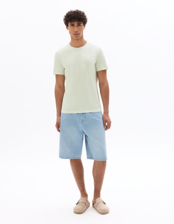 T.03 T-shirt slim col rond en coton stretch - vert menthe
