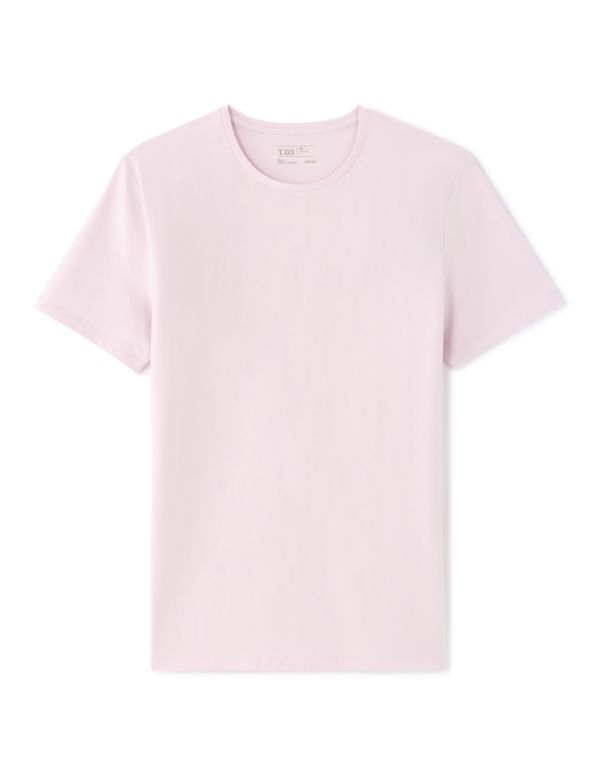 T.03 T-shirt slim col rond en coton stretch - violet lavande