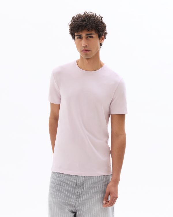 T.03 T-shirt slim col rond en coton stretch - violet lavande