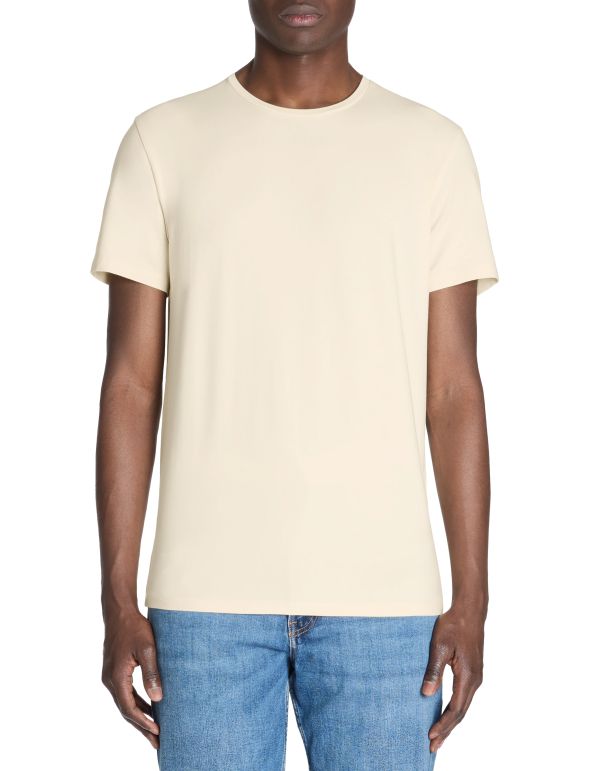 T-shirt slim col rond en coton stretch - bleu