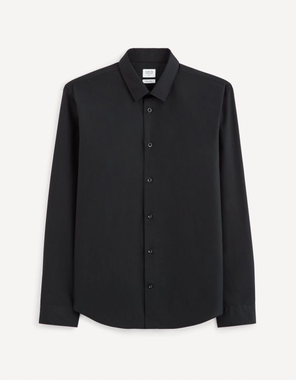 Chemise slim en coton - noir