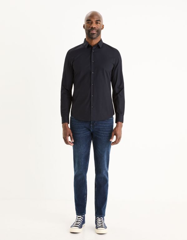 Chemise slim en coton - noir