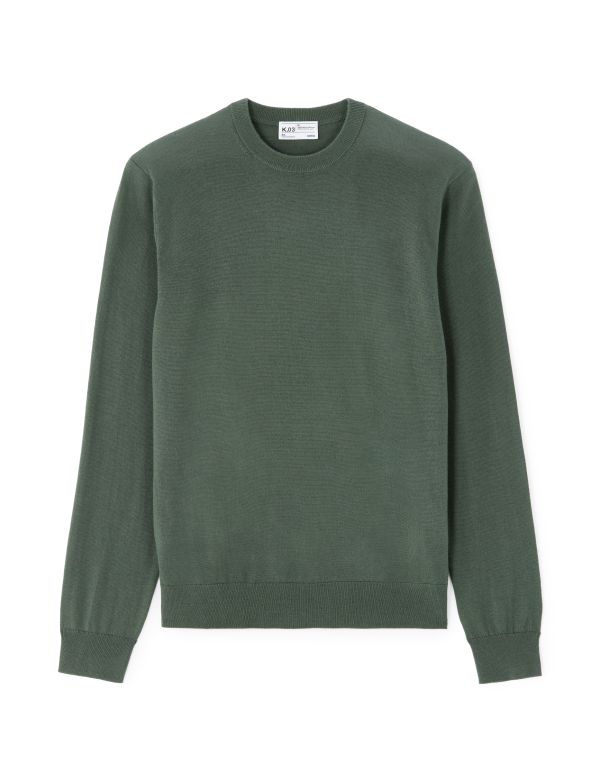 Pull col rond 100% laine mérinos - vert