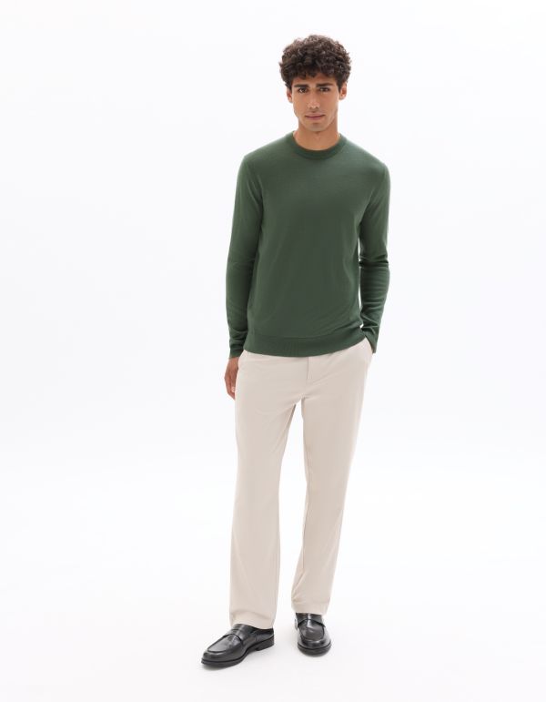 Pull col rond 100% laine mérinos - vert