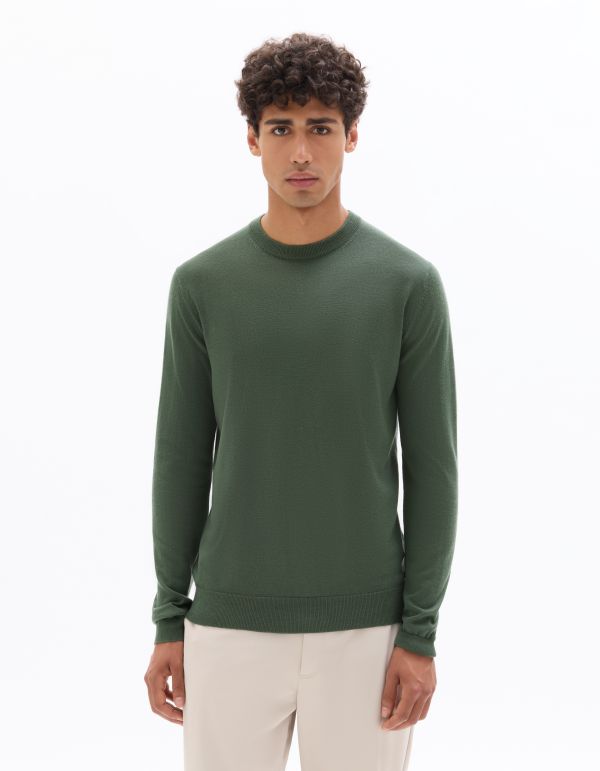 Pull col rond 100% laine mérinos - vert