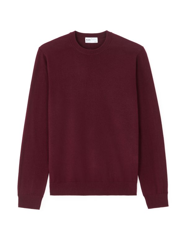 Pull col rond 100% laine mérinos - rouge foncé