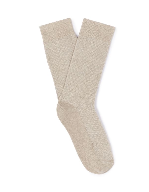 Chaussettes hautes sport en coton piqué - beige